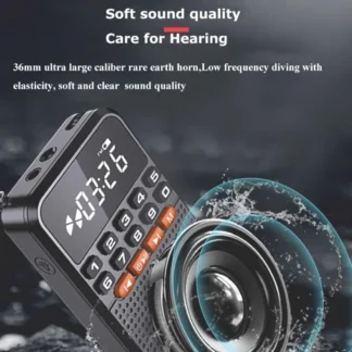 AM/FM Mini Bluetooth Speaker LED Flashlight Walkman Pocket Radio Receiver Portable Radio Black TF Card Music Player Camping