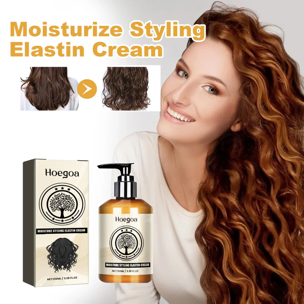 Crema para el cabello rizado marroquí, elastina hidratante de larga duración para prevenir el cabello seco, cabello rizado y regordete, crema para el cabello con estilo voluminoso natural