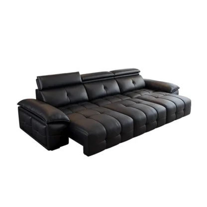 Sofá cama de cuero italiano, teclas de piano, nueva sala de estar, luz de lujo, moderna, simple, fila recta