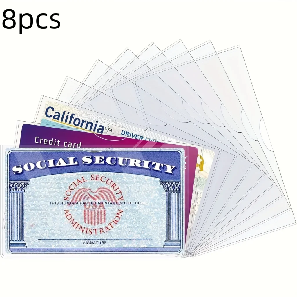 8 piezas de funda protectora para tarjetas de PVC, adecuada para seguridad social, seguro médico y tarjetas de crédito: solución de almacenamiento seguro