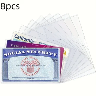 8 piezas de funda protectora para tarjetas de PVC, adecuada para seguridad social, seguro médico y tarjetas de crédito: solución de almacenamiento seguro