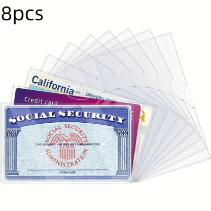 8 piezas de funda protectora para tarjetas de PVC, adecuada para seguridad social, seguro médico y tarjetas de crédito: solución de almacenamiento seguro
