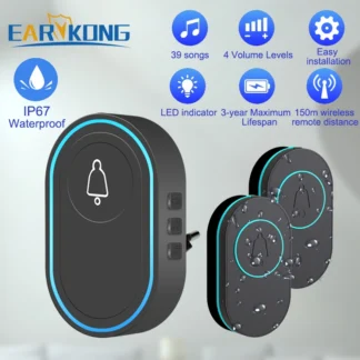 Timbre inalámbrico inteligente timbre de bienvenida para el hogar impermeable 300m timbre de puerta inteligente remoto enchufe UE Reino Unido EE. UU. opcional