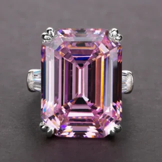 Nuevos anillos simples y brillantes de circonita rectangular grande para mujer, piedras blancas/rosas disponibles, boda nupcial, alta calidad, Noble Lady