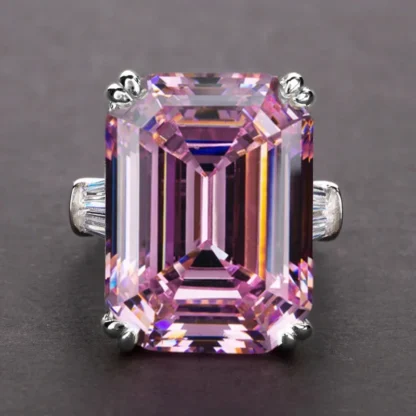 Nuevos anillos simples y brillantes de circonita rectangular grande para mujer, piedras blancas/rosas disponibles, boda nupcial, alta calidad, Noble Lady