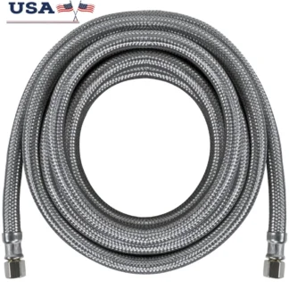 Conector trenzado de acero inoxidable para máquina de hielo, 15 pies, Flexible, duradero, 1/4 FCM, resistente a la lavadora, punción segura