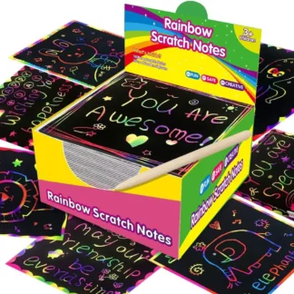 100 hojas de caja de papel para rascar con bolígrafos de bambú para pinturas coloridas de grafiti para guardería DIY para niños