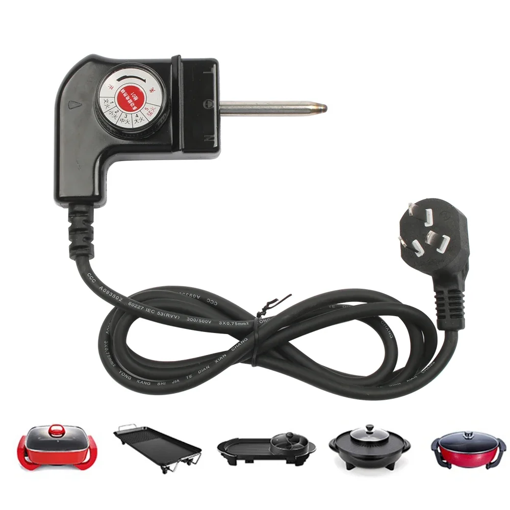 Cable de alimentación/interruptor de Control de temperatura de 5 engranajes/enchufe acoplador 3 en 1, 2500W, accesorios para máquina de barbacoa, 1,5 M