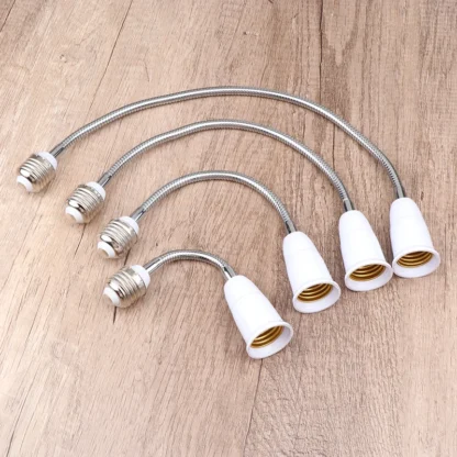 Portalámparas Flexible de 18CM, 28CM, 38CM, 48CM, E27 a E27, portalámparas LED de 220V, convertidor blanco, 1 unidad
