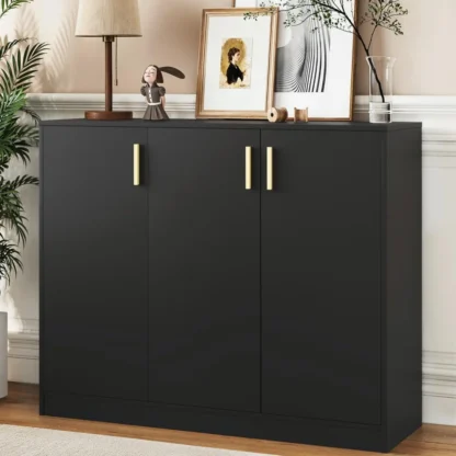 Gabinete buffet con almacenamiento, gabinete de almacenamiento decorativo con puertas y estantes, mesa consola aparador de madera para cafetería