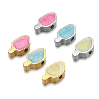 Cuentas espaciadoras con forma de pez esmaltado de acero inoxidable, 5 uds., cuentas espaciadoras para DIY, pulsera bonita, collar, dijes, accesorios de joyería al por mayor