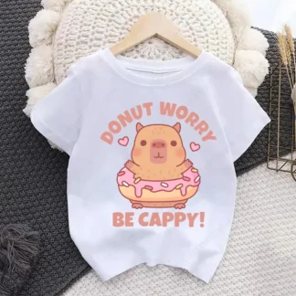 Camisetas bonitas de capibara de dibujos animados para niños, camisetas de fiesta de cumpleaños para bebés, camisetas para niños, camisetas para niñas