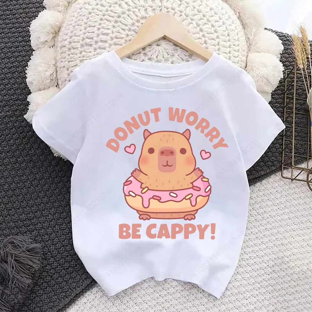 Camisetas bonitas de capibara de dibujos animados para niños, camisetas de fiesta de cumpleaños para bebés, camisetas para niños, camisetas para niñas