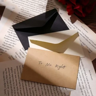 Papelería de papel, cubierta para tarjeta de felicitación, tarjetero de invitación de boda, sobre blanco Kraft, sobre de papel pequeño, sobre para ventana