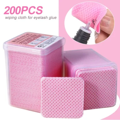 200 Uds. Toallitas quitaesmalte de uñas sin pelusa rosa pegamento de Gel UV eliminación de esmalte de uñas almohadillas de algodón para herramientas de limpieza de manicura de maquillaje