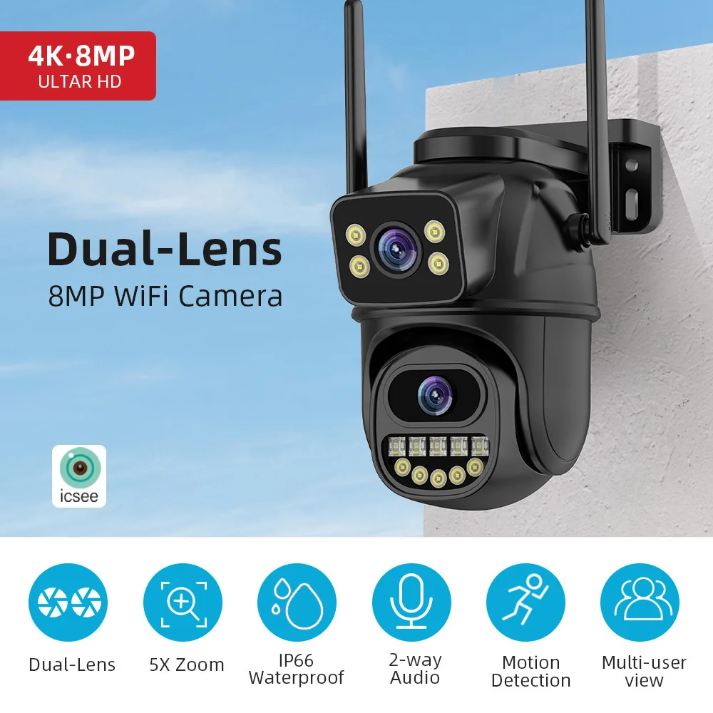 6MP iCsee APP 5x lente Dual alarma Shinelight a todo Color cámara domo IP PTZ inalámbrica AI detección humanoide Monitor CCTV de seguridad