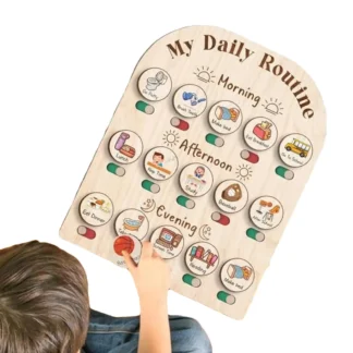 Tabla de rutina para niños pequeños, tabla de rutina diaria para la hora de dormir por la mañana, tableros planificadores de madera, suministros escolares para la hora de dormir por la mañana