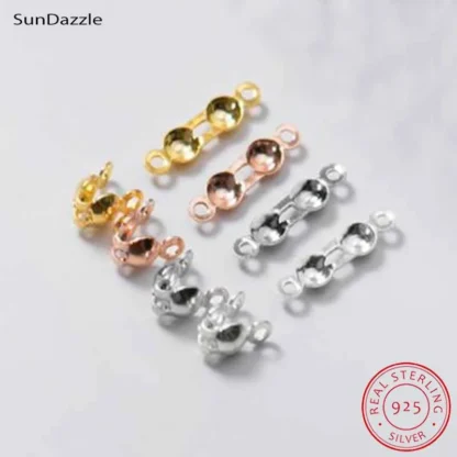 10 Uds. De cierres de cuentas de cierre de plata sólida 925 auténtica y pura, Clips, conector de engarce de oro, fabricación de joyas DIY