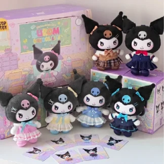Caja ciega de la serie de diario del Campus Kuromi periférico de animé de dibujos animados, bonita muñeca de peluche de vinilo, caja ciega, mochila, colgante, juguete para regalo