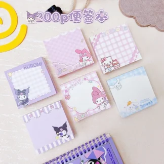 6 unids/lote Sanrio Kuromi Cinnamoroll Melody Kitty Bloc de notas creativo N veces papelería etiqueta Bloc de notas marcapáginas suministro postescolar