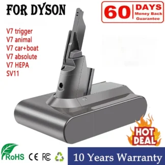 Batería Li-lon 21,6 V 6000 mAh 18650 para Dyson V7 FLUFFY V7 Animal V7 Pro 225403 229687 Batería de herramientas recargable para aspiradora