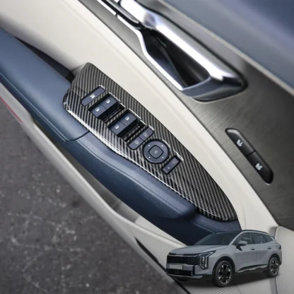X-T para Kia Sportage NQ5 PE 2025 2026 LHD cubierta de reposabrazos de puerta de grano de madera Panel ventana elevación de vidrio interruptor botón molduras de marcos