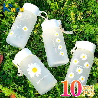 Taza de plástico esmerilado de Margarita pequeña, taza de té de viaje portátil transparente, sin BPA, bonita taza de agua para niña al aire libre, botella de agua para niños