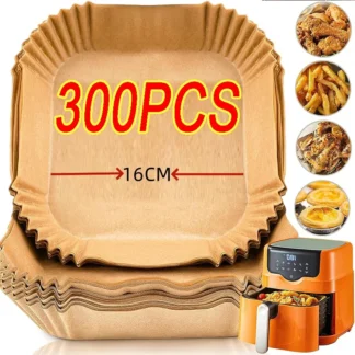 Papel desechable para freidora de aire, papel cuadrado redondo para hornear, placa de barbacoa, estera antiadherente, herramienta de papel absorbente de aceite para horno de cocina, 300 Uds.