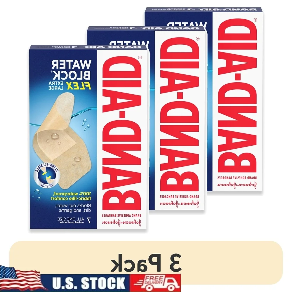 Vendajes adhesivos impermeables extragrandes, vendajes flexibles 100% impermeables, cortes menores, rasguños, botiquín de primeros auxilios multiusos, 7 unidades