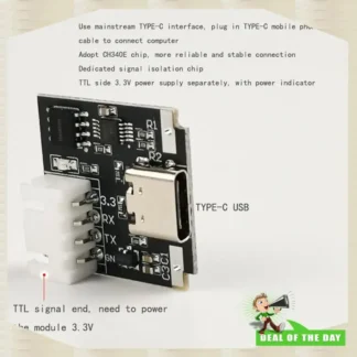 Entrega en 24 horas USB-C a puerto serie Módulo de placa UART 3,3 V TYPE-C Cable de descarga Pincel de actualización Industrial 1 pieza Negro