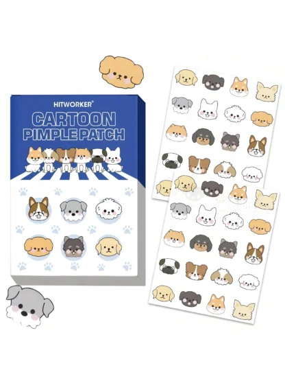 40 unidades/caja de pegatinas para el acné de dibujos animados, lindas pegatinas para imperfecciones de perros, pegatinas para manchas de piel