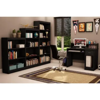 Librería ajustable contemporánea con almacenamiento abierto y fácil montaje Estantería versátil Oficina en casa 4 estantes Negro 135 lb