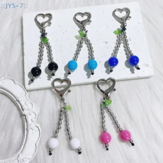 Llavero con colgante de cereza con cuentas hecho a mano para mujer, llavero Simple Y2k, joyería, accesorios colgantes de Metal