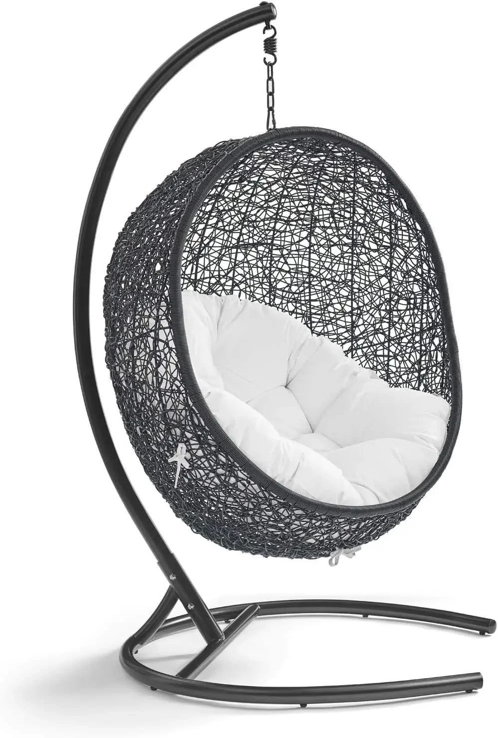 Encase Silla columpio de mimbre para exteriores, patio, porche, salón, huevo, con soporte, color blanco