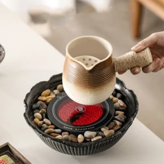 Tetera, herramientas de arcilla, cerámica con mango lateral, estufa, tetera Kangfu, taza de té de viaje para horno de carbono, horno eléctrico de cerámica