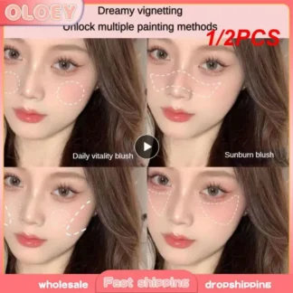 Colorete Natural para belleza y salud, maquillaje suave, tendencias, recorte mate, resaltado, brillo monocromático, 1/2 piezas