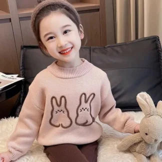 Suéter para niñas de 2 a 9 años, otoño e invierno, nueva moda, suéter cálido para niños, bonito jersey para bebés, camisa Base de punto para niños