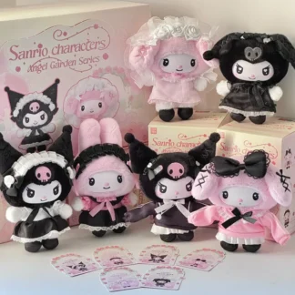 Sanrio familia caja ciega Ángel jardín serie Anime periférico suave vinilo muñeca bolsa colgante llavero juguete niños regalo personalizado