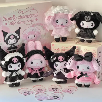Sanrio familia caja ciega Ángel jardín serie Anime periférico suave vinilo muñeca bolsa colgante llavero juguete niños regalo personalizado