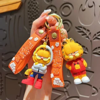 LLavero de gato Garfield de dibujos animados de Anime Kawaii, colgante para mochila, llavero de coche, bolso para teléfono, adorno, joyería, regalos de cumpleaños para niños y adultos
