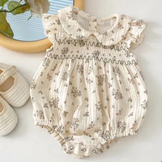 Ropa para bebé de 0 a 24 meses, monos de algodón con manga voladora y estampado Floral, novedad de verano 2024