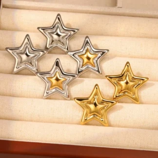 Pendientes geométricos de acero inoxidable 316L con forma de estrella, temperamento suave de Metal, joyería pulida de alta calidad, resistente al agua, chapado en PVD de 18K