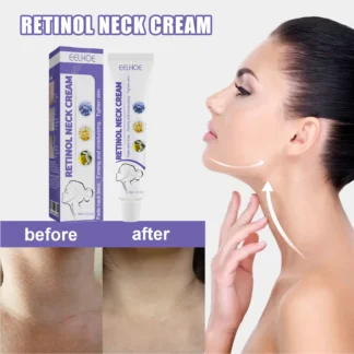 Crema antiedad para el cuello con retinol: tratamiento reafirmante antiarrugas, crema de masaje hidratante para el cuidado de la decolleté.
