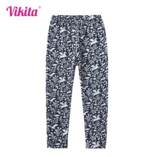 VIKITA-Leggings de algodón con estampado de dibujos animados para niñas, pantalones pitillo informales con estampado Floral, pantalones ajustados para adolescentes