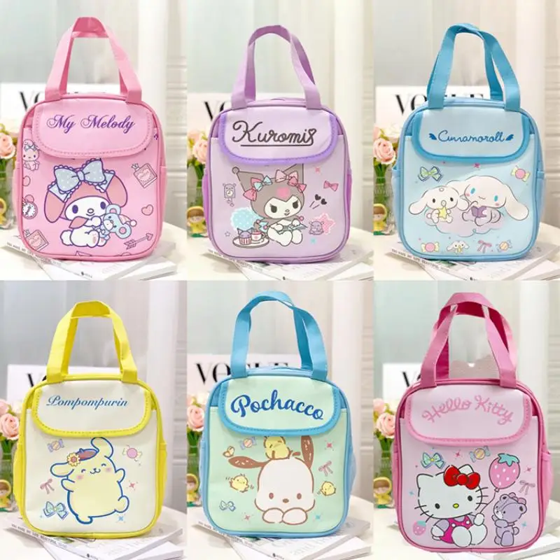Sanrio Kuromi Hello Kitty fiambrera de alta capacidad bolsa portátil encantadora fiambrera de dibujos animados bolsa de almacenamiento portátil bolsa de estudiante regalos