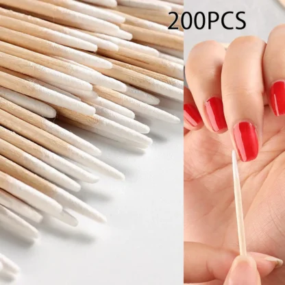 200 Uds uñas arte hisopo de algodón de madera limpieza 7CM 10CM microcepillo palitos de pestañas punta puntiaguda hisopos de algodón removedor de esmalte de uñas