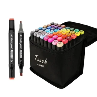 Juego de rotuladores oleosos de doble punta, pincel de acuarela lavable para estudiantes, bolsa de tela portátil, suministros de pintura artística, 24/48/60/80 colores