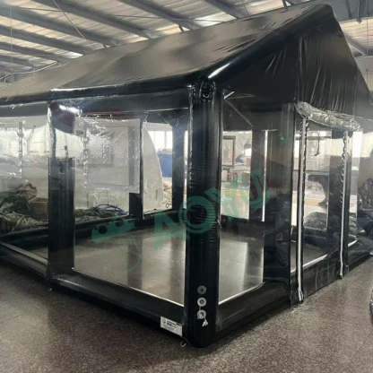 Tienda de campaña inflable cuadrada blanca con cubo de aire, estructura de construcción inflable de tela grande con luz Led para boda