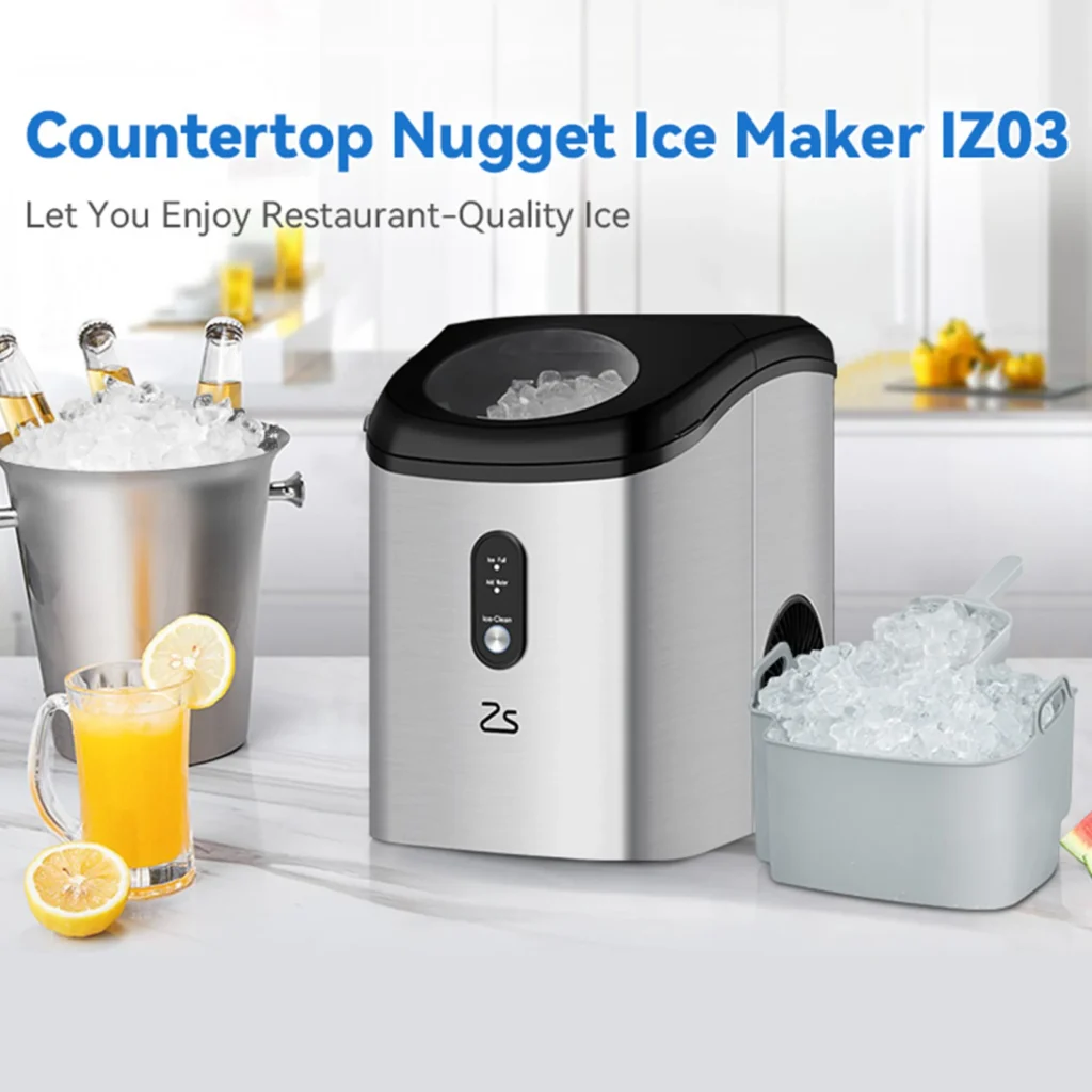 Máquina de hielo portátil con autolimpieza, encimera de máquina de hielo con hielo masticable suave, 33 libras/24 horas, operación con una sola tecla, para el hogar