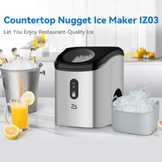 Máquina de hielo portátil con autolimpieza, encimera de máquina de hielo con hielo masticable suave, 33 libras/24 horas, operación con una sola tecla, para el hogar